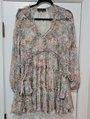 o.p.t. (Anthropologie) -  Floral Tiered Mini Dress